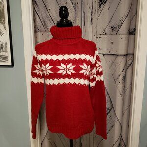 Cute Snowflake Turtleneck Maternity Sweater XL